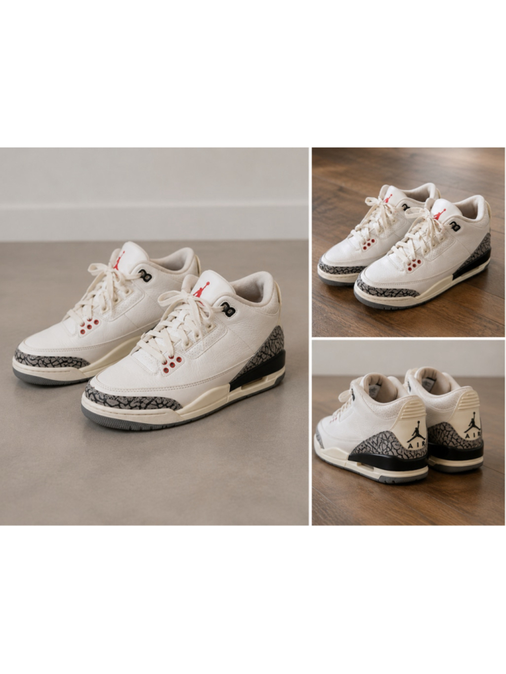 Kids Jordan 3 Retro White/Gray/Red Sneakers Size 4Y Summer